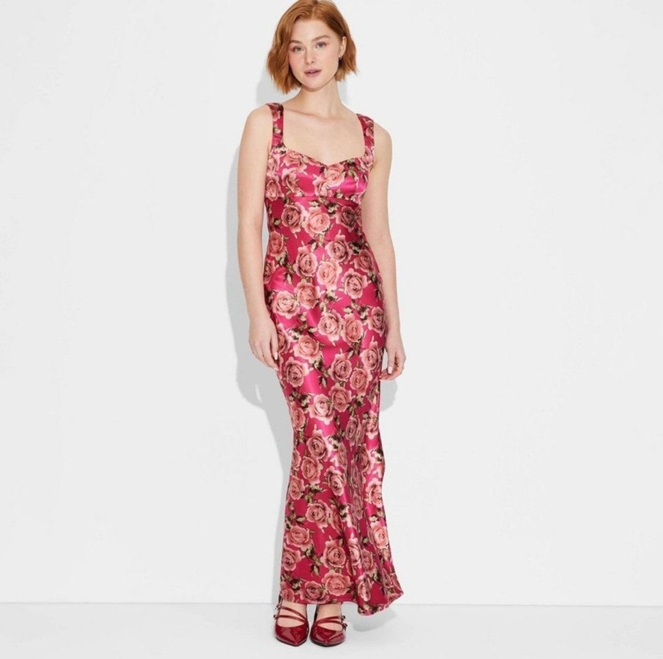Nwt Wild Fable Pink Floral Print Slip Maxi Dress